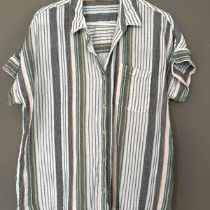 Sonoma Green and Gray Striped Blouse